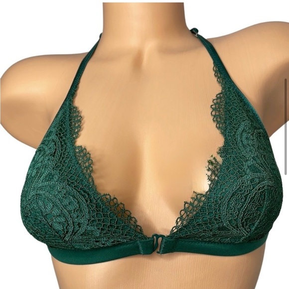 VICTORIA SECRET BODY BY VICTORIA EMERALD GREEN LACE BRALETTE SNAP FRONT XS - Picture 9 of 14